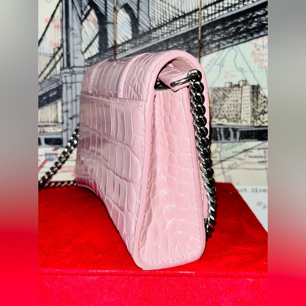 Balenciaga Pink Croc-Embossed Chain Bag - Picture 8 of 15